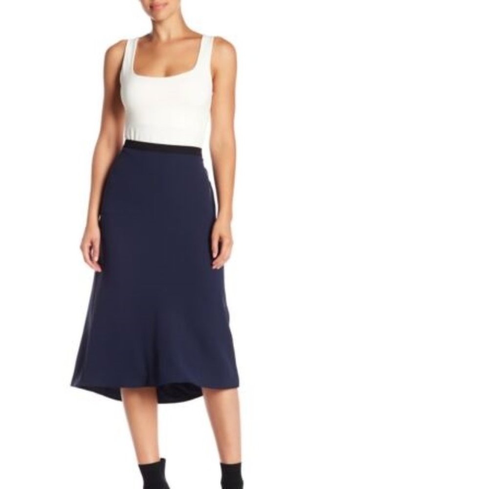 VINCE Blue Slip-On Midi Skirt, XSmall